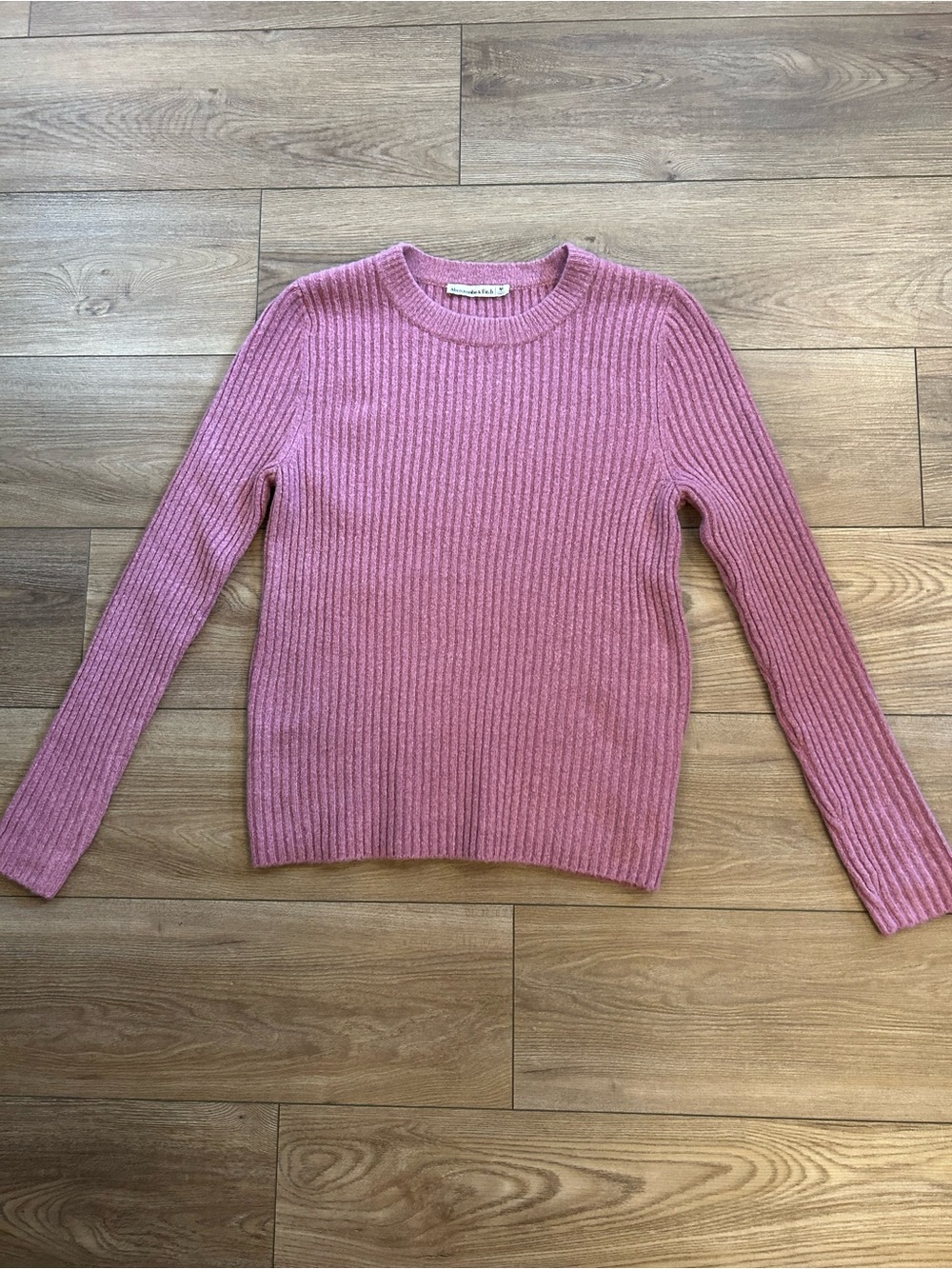 Abercrombie & Fitch Ribbed Sweater Mauve Pink Crewneck Medium